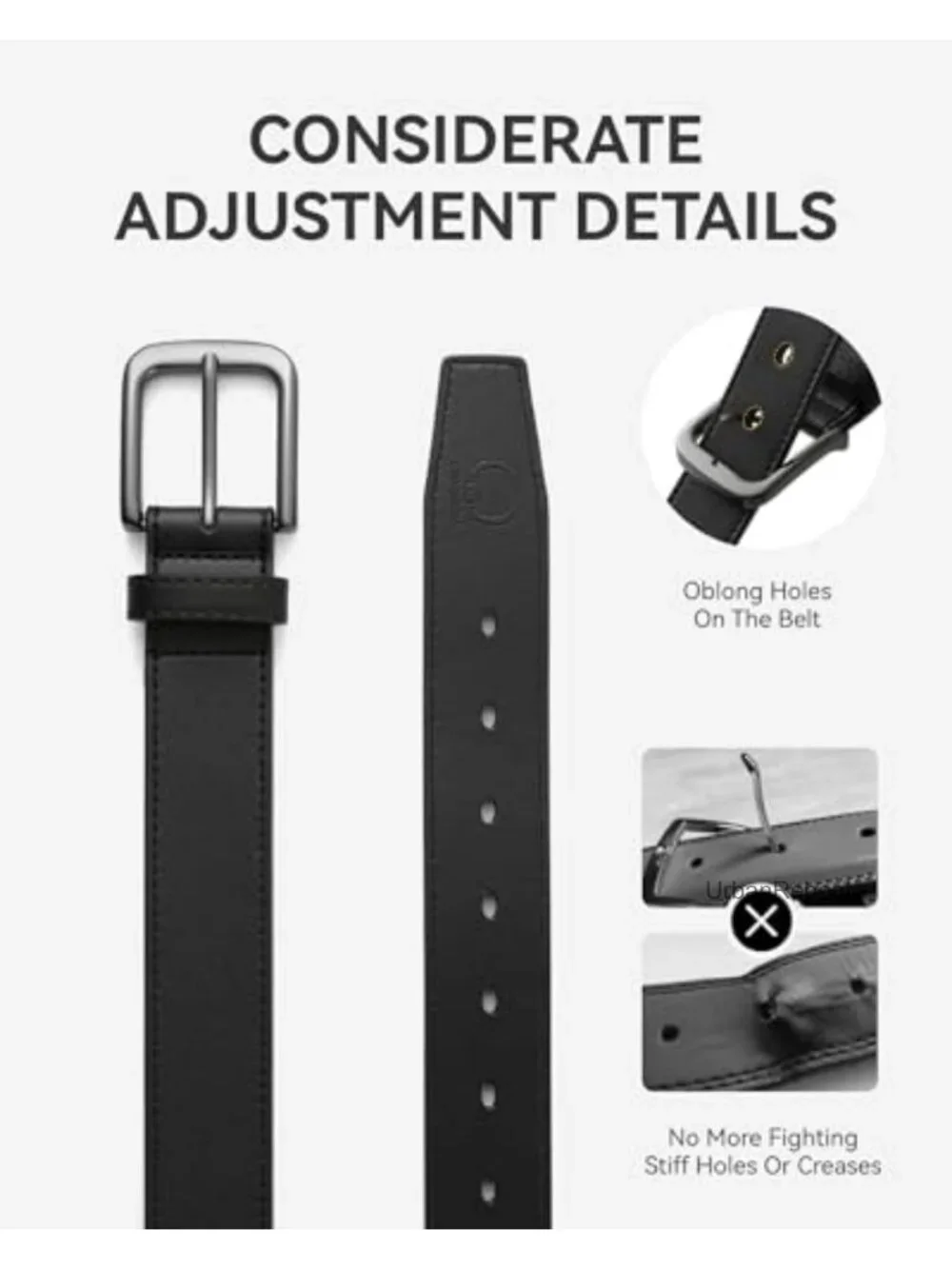 Genuine Leather Belt for Jeans - 35mm Classic Buckle Men's Casual Office